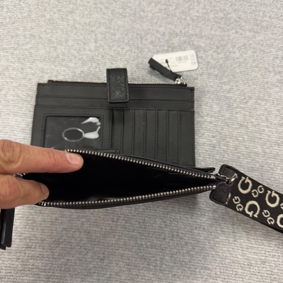 Guess Sandria SLG Black Saffiano Logo Wristlet Wallet F9375157 New - Picture 11 of 12
